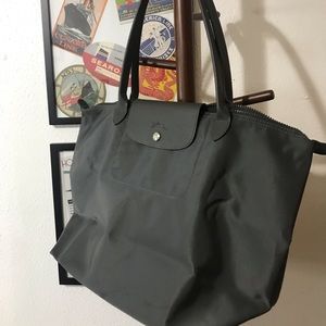 Longchamp Large Neo Le Pliage Grey Nylon Tote